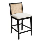 Temple &amp; Webster 64cm Dennett Rattan and Solid Beech Wood Bar Stool