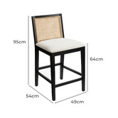 Temple &amp; Webster 64cm Dennett Rattan and Solid Beech Wood Bar Stool