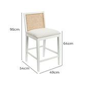 Temple &amp; Webster 64cm Dennett Rattan and Solid Beech Wood Bar Stool