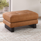 Temple &amp; Webster Hunter Leather Ottoman