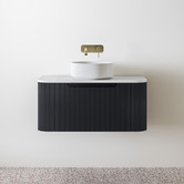 Temple &amp; Webster Airlie 900mm Wall Hung Single Vanity with Quartz Stone Countertop