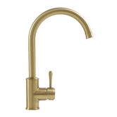 Temple &amp; Webster Stanwell Brushed Gold PVD Gooseneck Kitchen Sink Mixer