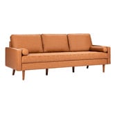 Temple &amp; Webster Tan Stockholm 4 Seater Faux Leather Sofa