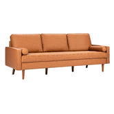Temple &amp; Webster Tan Stockholm Faux Leather Sofa &amp; Ottoman Set