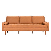 Temple &amp; Webster Tan Stockholm 4 Seater Faux Leather Sofa