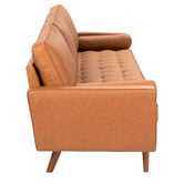 Temple &amp; Webster Tan Stockholm 4 Seater Faux Leather Sofa