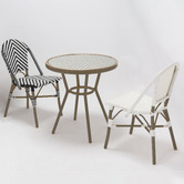 Temple &amp; Webster White Paris PE Rattan Outdoor Cafe Dining Chairs
