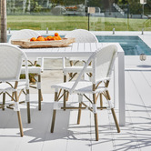 Temple &amp; Webster White Paris PE Rattan Outdoor Cafe Dining Chairs