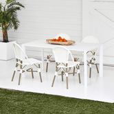Temple &amp; Webster White Paris PE Rattan Outdoor Cafe Dining Chairs