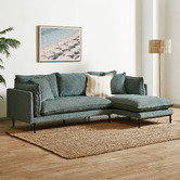 Temple &amp; Webster Ocean Green Bellamy 3 Seater Sofa with Chaise