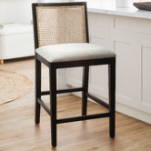 Temple &amp; Webster 64cm Dennett Rattan and Solid Beech Wood Bar Stool