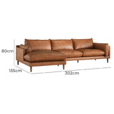 Temple &amp; Webster Terry 3 Seater Genuine Leather Sofa with Chaise