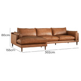 Temple &amp; Webster Terry 3 Seater Genuine Leather Sofa with Chaise