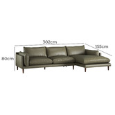 Temple &amp; Webster Terry 3 Seater Genuine Leather Sofa with Chaise
