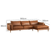 Temple &amp; Webster Terry 3 Seater Genuine Leather Sofa with Chaise