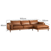 Temple &amp; Webster Terry 3 Seater Genuine Leather Sofa with Chaise