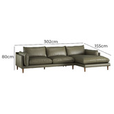 Temple &amp; Webster Terry 3 Seater Genuine Leather Sofa with Chaise