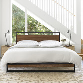 Temple &amp; Webster Houston Timber &amp; Metal Platform Bed