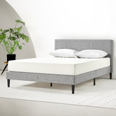 Temple &amp; Webster Light Grey Laybell Fabric Bed with Headboard