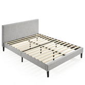 Temple &amp; Webster Light Grey Laybell Fabric Bed with Headboard
