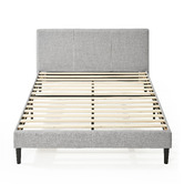 Temple &amp; Webster Light Grey Laybell Fabric Bed with Headboard