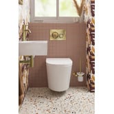 Temple &amp; Webster Clovelly Brushed Gold Curved Basin Mixer