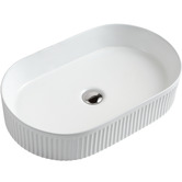 Temple &amp; Webster Kiora 580mm Gloss White Oval Ceramic Above Counter Basin