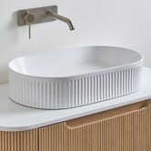 Temple &amp; Webster Kiora 580mm Gloss White Oval Ceramic Above Counter Basin