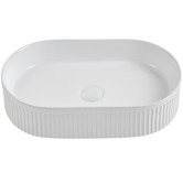 Temple &amp; Webster Kiora 580mm Gloss White Oval Ceramic Above Counter Basin
