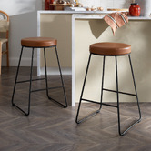 Temple &amp; Webster 65cm Eleanor Faux Leather Barstools