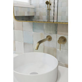 Temple &amp; Webster Clovelly 200mm Brushed Gold Curved Bath/Basin Wall Spout