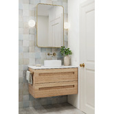 Temple &amp; Webster Clovelly 200mm Brushed Gold Curved Bath/Basin Wall Spout
