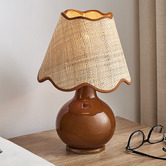 Temple &amp; Webster 35cm Pippa Ceramic &amp; Rattan Table Lamp