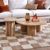 Temple &amp; Webster Clover Round Mango Wood Coffee &amp; Side Table Set