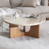 Temple &amp; Webster Annalisa Round Travertine Coffee Table