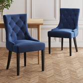 Temple &amp; Webster Navy Windsor Velvet Dining Chairs