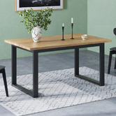 Temple &amp; Webster Black Ski-Leg Oak Wood Dining Table