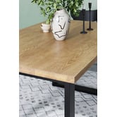 Temple &amp; Webster Black Ski-Leg Oak Wood Dining Table