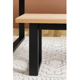 Temple &amp; Webster Natural &amp; Black Ski-Leg Oak Wood Dining Bench