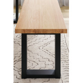 Temple &amp; Webster Natural &amp; Black Ski-Leg Oak Wood Dining Bench