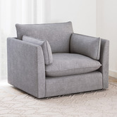Temple &amp; Webster Malibu Upholstered Swivel Armchair
