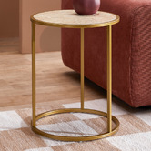 Temple &amp; Webster Zoey Travertine-Look Side Table