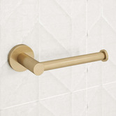 Temple &amp; Webster Clovelly Brushed Gold Right Facing Toilet Roll Holder