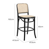 Temple &amp; Webster 65cm High Back Luca Beech Wood &amp; Rattan Barstool