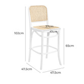 Temple &amp; Webster 65cm High Back Luca Beech Wood &amp; Rattan Barstool