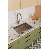 Temple &amp; Webster Clovelly Brushed Nickel Gooseneck Kitchen Sink Mixer