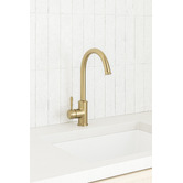 Temple &amp; Webster Stanwell Brushed Gold PVD Gooseneck Kitchen Sink Mixer