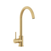 Temple &amp; Webster Clovelly Brushed Gold PVD Gooseneck Kitchen Sink Mixer