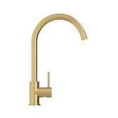 Temple &amp; Webster Clovelly Brushed Gold PVD Gooseneck Kitchen Sink Mixer