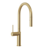 Temple &amp; Webster Clovelly Brushed Gold Gooseneck Pull-Out Kitchen Sink Mixer